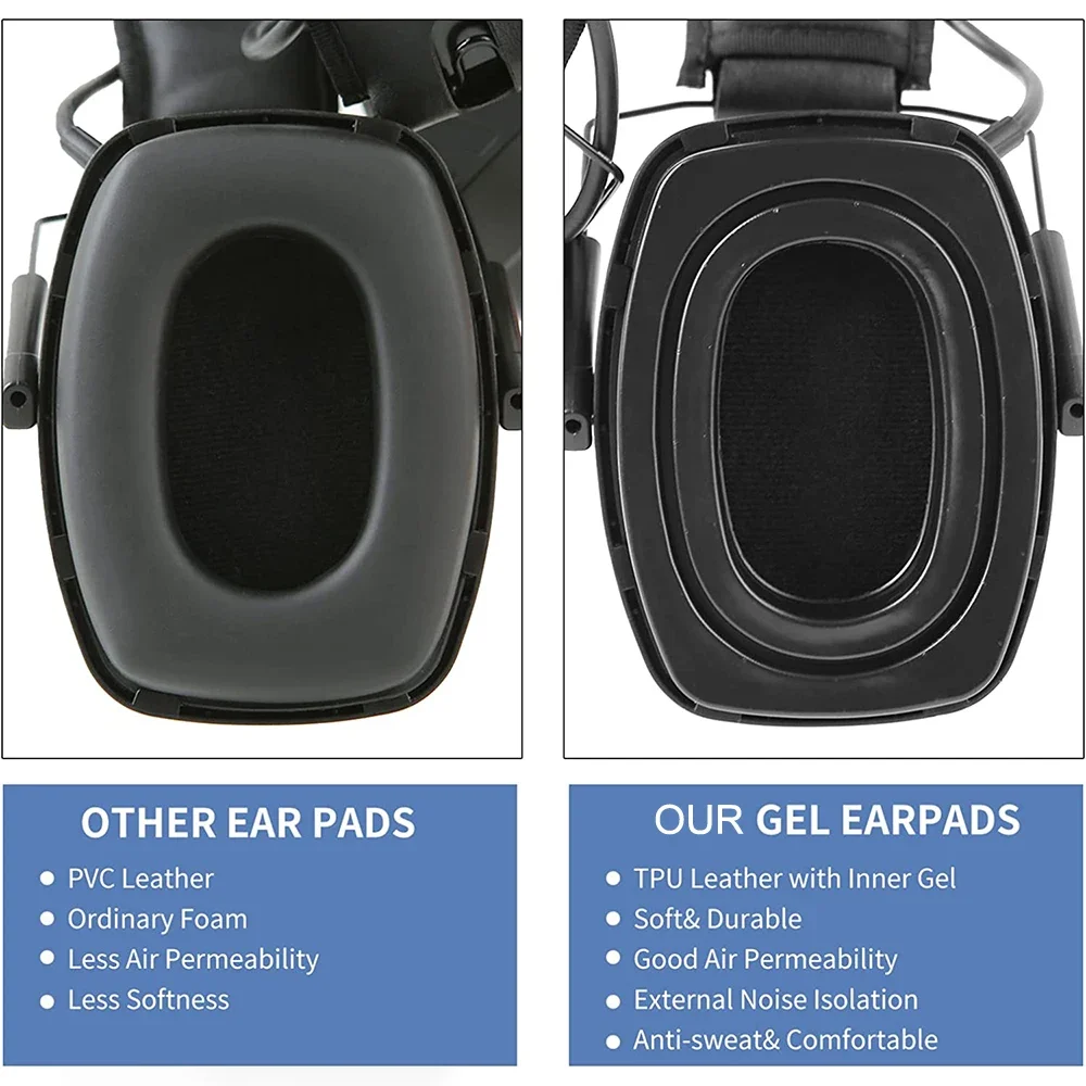Fotografia 6: 1 par de almofadas de ouvido em gel para Howard Leight Impact Sport Eletrônico Tiro Earmuff Caça Proteção auditiva Fone de ouvido tático