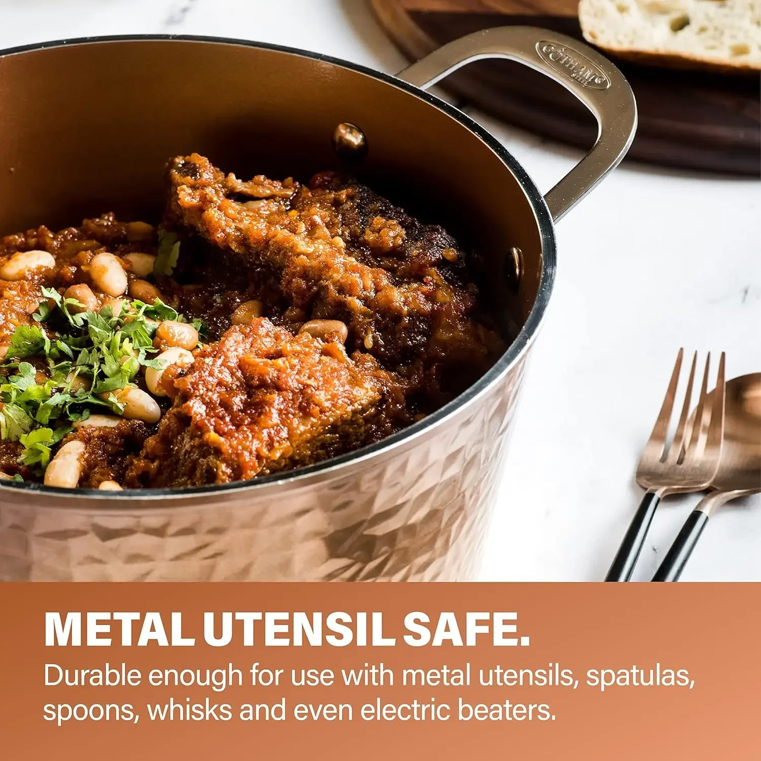 Steel Hammered Copper Collection – 20 Piece Premium Pots and Pans Set Nonstick Ceramic Cookware + Bakeware Set for Kitchen