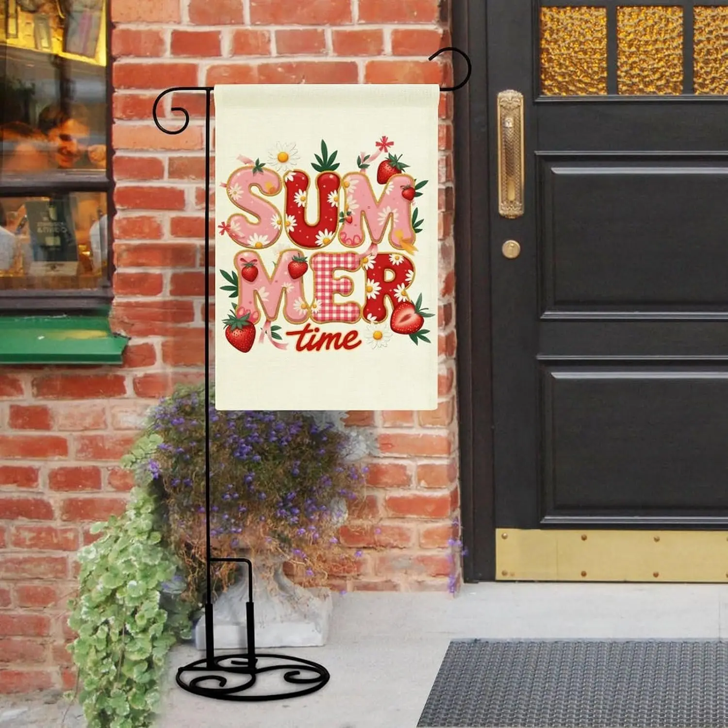 Strawberry Summer Time Garden Flag 12x18 Inch, Double Sided Outdoor Sign for Home Farmhouse Yard Decoration AAS
