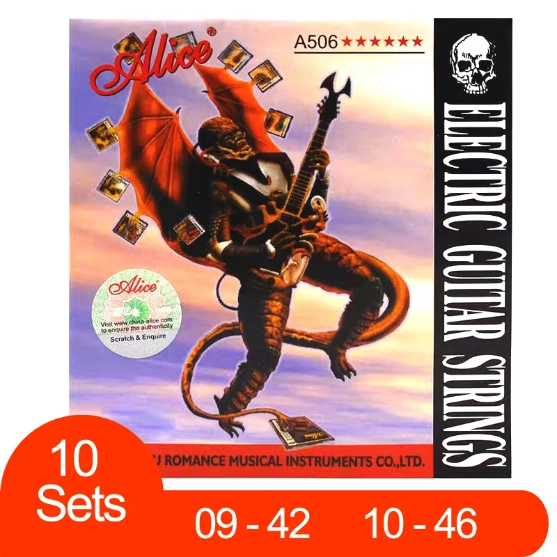 

10 Sets Electric Guitar Strings Alice A506 Guitar String Stell Core Nickel Plated Wound Alloy Wire Packs Guitar Strings