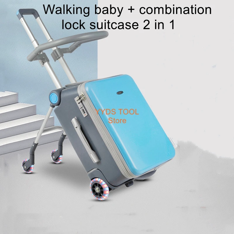 

Can sit and ride children's trolley bags lazy slip walker children's travel can boarding suitcase