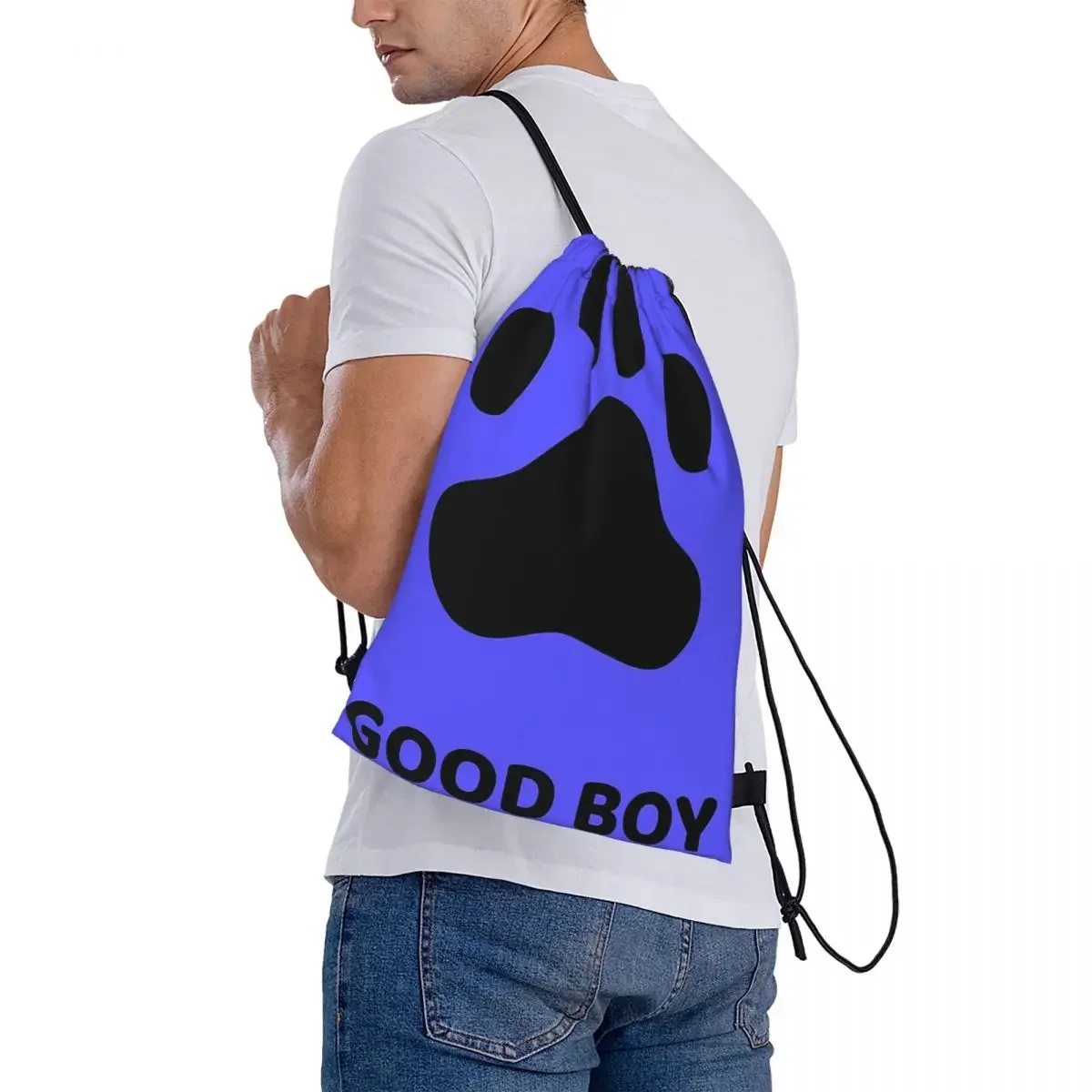 Good Boy Paw Backpacks Fashion Portable Drawstring Bags Drawstring Bundle Pocket Sundries Bag BookBag For Travel School