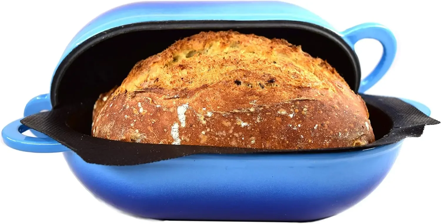 

Incredibly Easy Artisan Bread Kit. Cast Iron Dutch Oven [2 quart] and Perforated Non-Stick Silicone Liner.