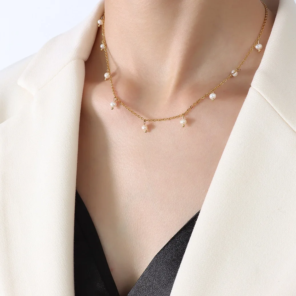 316L Stainless Steel Multi Small Pendant Necklace For Women 18K Gold Plated No Tarnish Women\'s Necklaces Boho Tassel Neck Chains