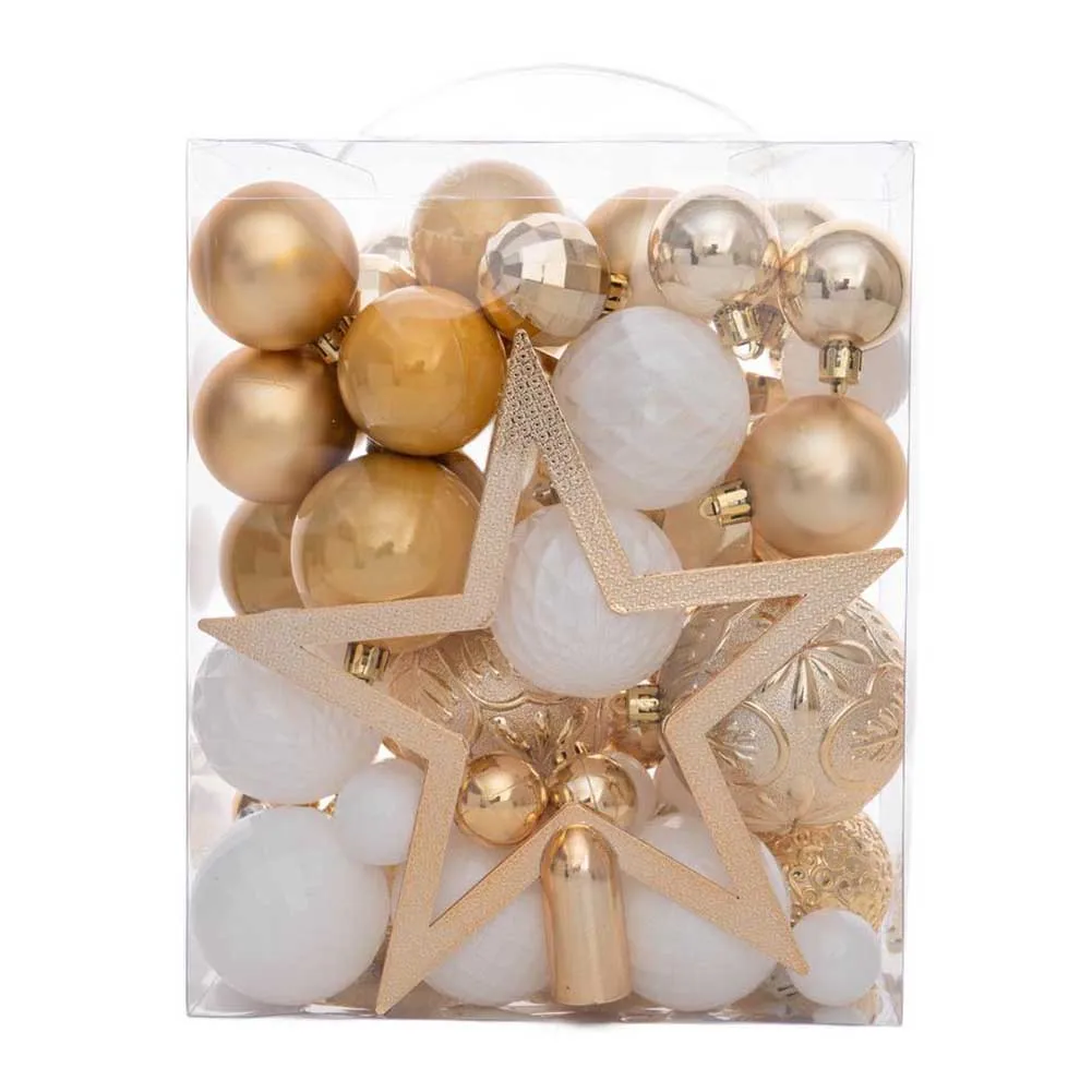 Christmas Ball Ornament Set with 50 Electroplated Pieces and Tree Top Star for Decorating Home Wreaths and Garlands