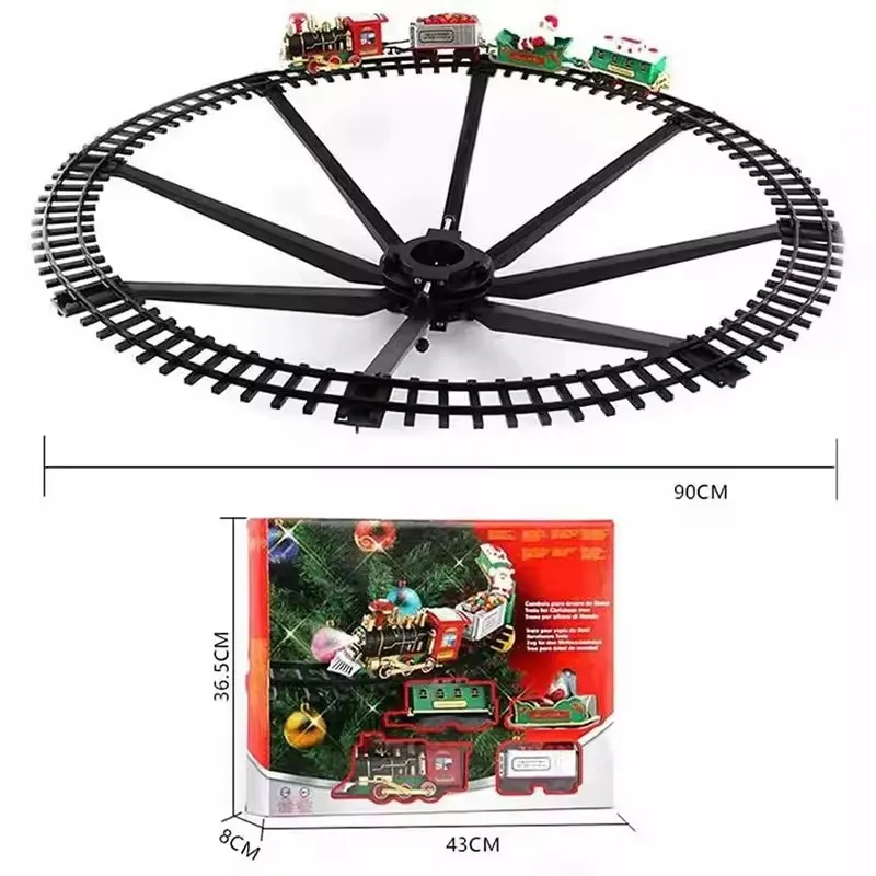 Electric Christmas Train Toys Gifts for Kids Realistic Railway Cars Racing Tracks with Music & Light Christmas Tree Decor Trains
