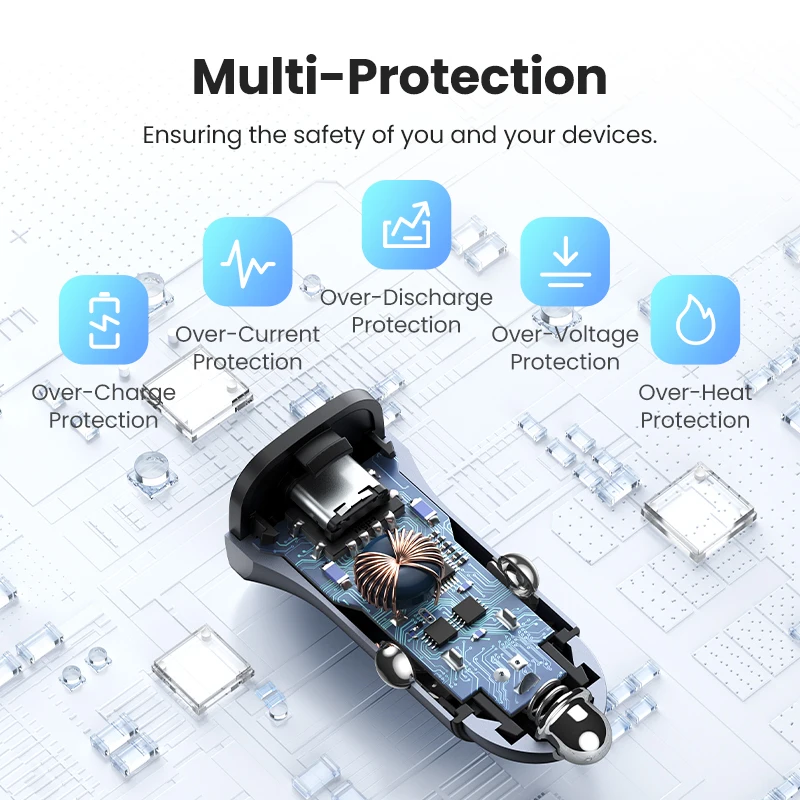 شاحن سيارة 30 وات من UGREEN منفذ مزدوج QC 4.0 3.0 شحن سريع لهاتف iPhone 14 13 12 شاومي هواوي سامسونج شاحن سوبر تشارج نوع C #4