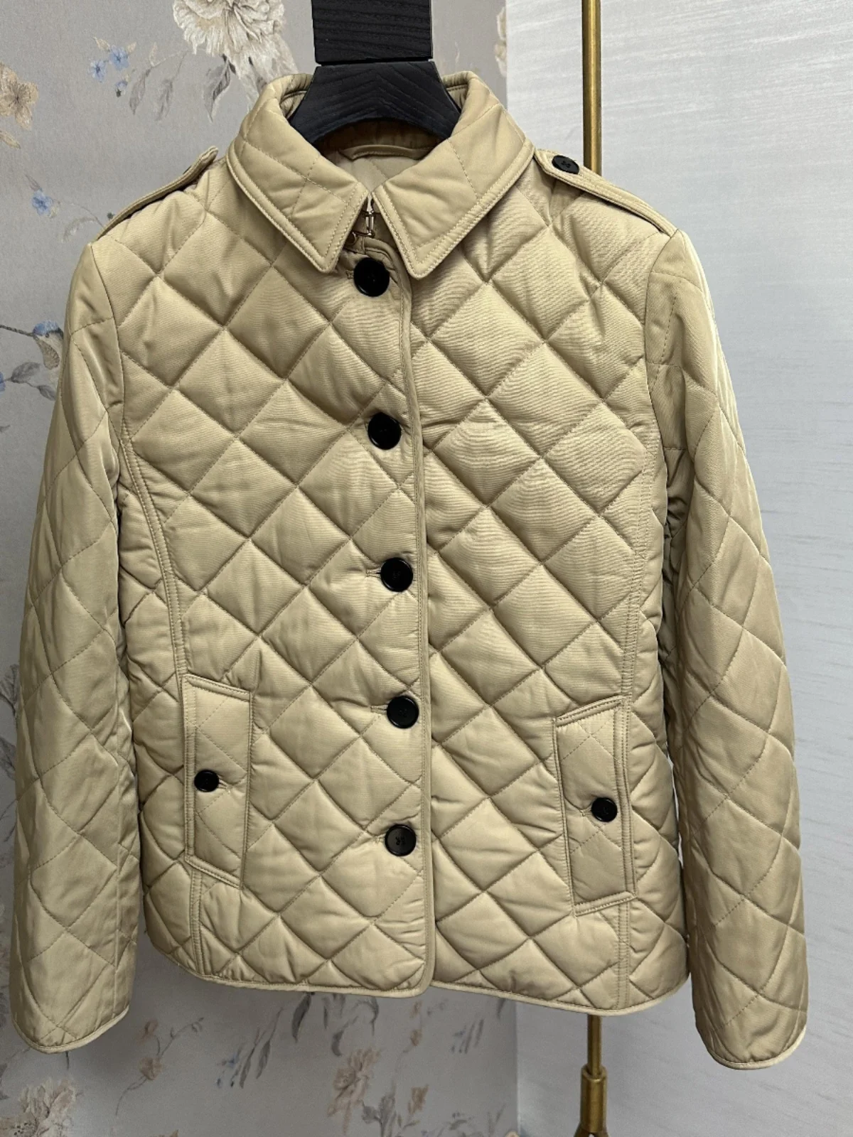 クラシックコットン Jaet レディース スリムフィット キルティングパターン 秋冬 アウター Sli Briti Sle 襟 シングルボタン