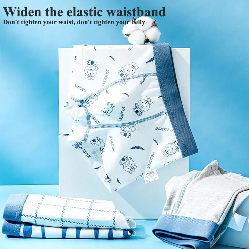 4PCS Children Boys Underwear Cotton High elasticity Underpants Cartoon Print Stripes Kids Teenage shorts 90 110 130 150 170CM