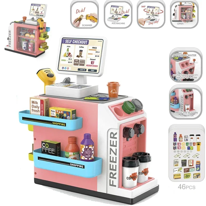 Supermarché de maison de simulation pour enfants, jouet de caisse enregistreuse d'achat, puzzle connaissant PR3 4 5 6 7 8 ans, cadeau pour filles