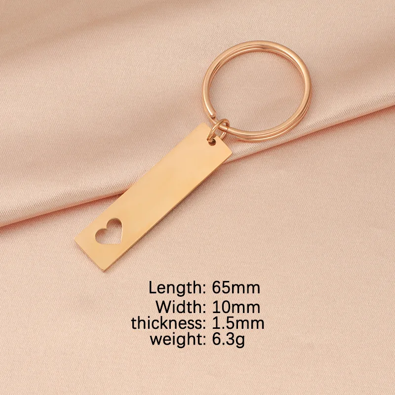 1 Piece 65mm 304 Stainless Steel Long Tag DIY Silver/Gold Color Key Chain