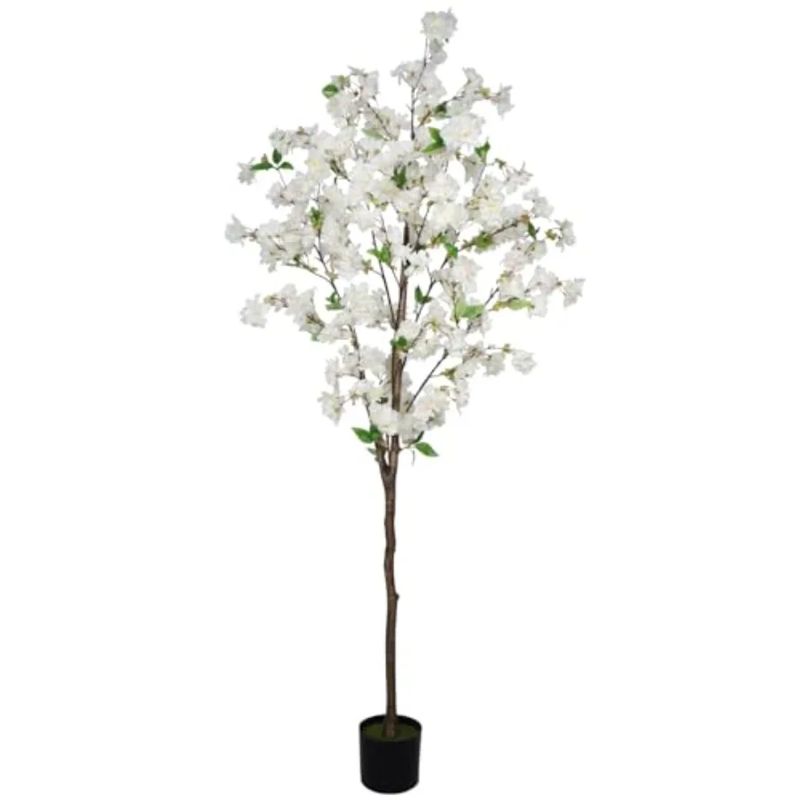 

6Feet Artificial Cherry Blossom Tree Lifelike Cherry Plant in Pot for Indoor Garden Office Wedding and Party Decoration