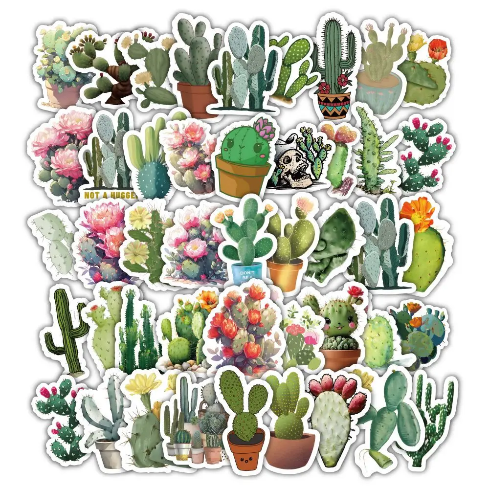 60 قطعة/المجموعة الكرتون نبات الصبار الكتابة على الجدران ملصقات جراب هاتف الغيتار الكمبيوتر الأمتعة DIY الديكور ملصق لاصق مقاوم للماء #4