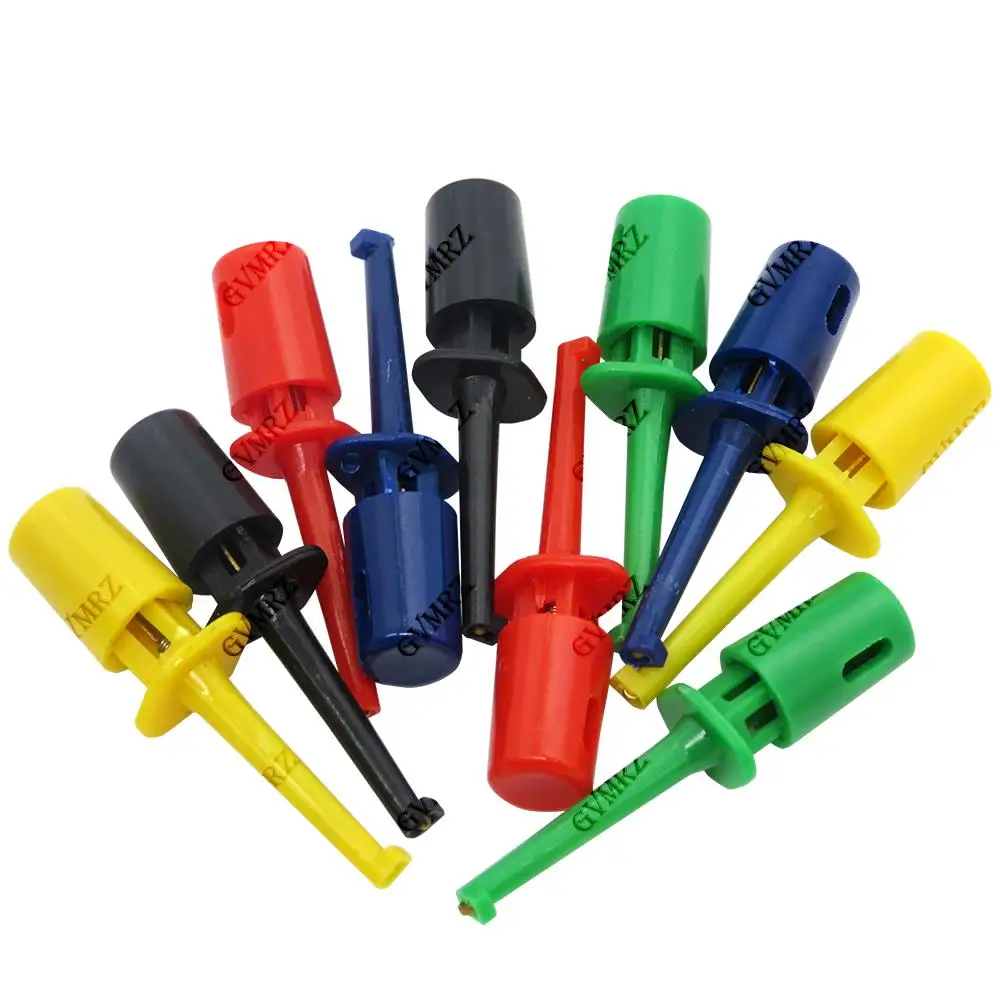 50PCS 43mm 5Colors Test Hook Clip 10PCS Each Color for Electronic Testing, Multimeter Probe Projects 43mm