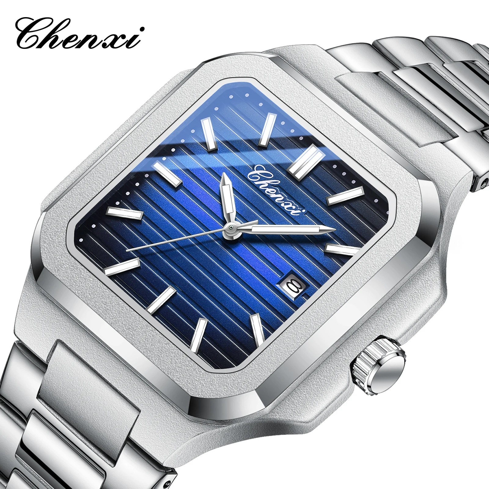 

CHENXI 8266 Светящиеся роскошные наручные часы в деловом стиле с квадратным кварцевым механизмом 44 мм Relogios Masculino montres hommes