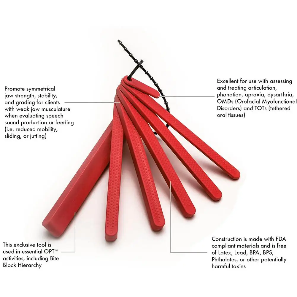 عصا جل متدرجة حمراء للأطفال المصابين بالتوحد ، عضاضة على شكل حرف T ، عضلات الفم ، مدرب اللسان ، أداة تدريب على إعادة تأهيل النطق ، آمنة