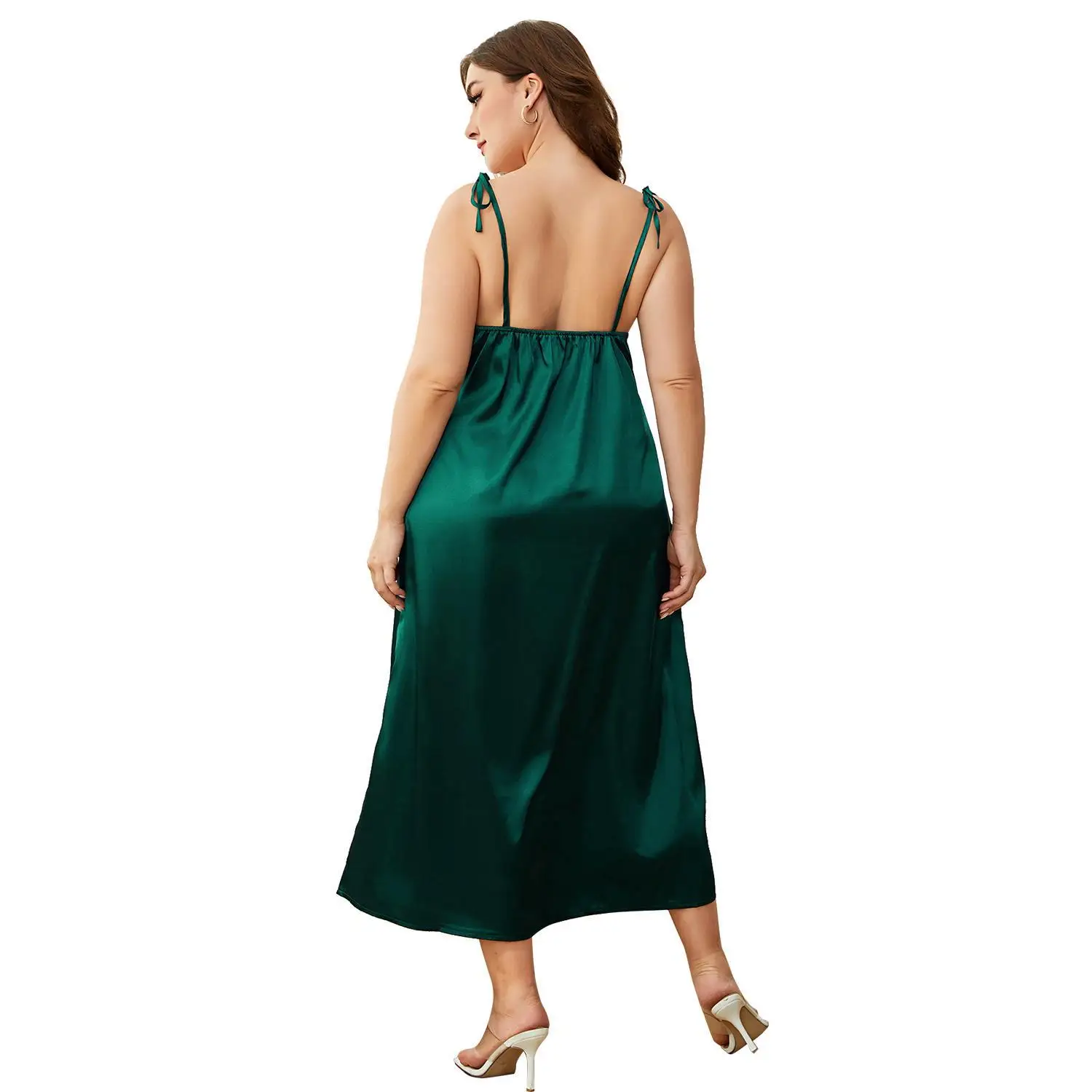 Sommer rücken freies Kleid Frauen grüne Farbe übergroße sexy lange Rock Party Abend ärmellose Schlinge Kleid schicke Strand weibliche Kleidung