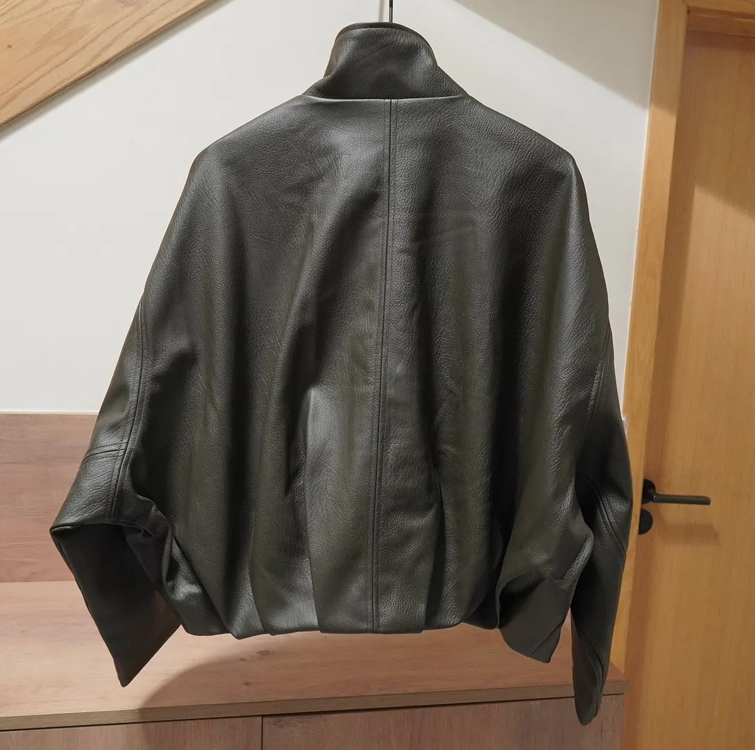Women's Bomber Jacket 2026 Fashion Short Faux Leather Pilot Jacket with Zipper Pockets Solid Color Stand Collar Chic Coat