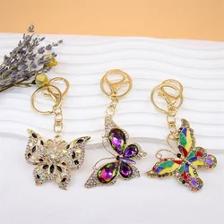 Delicate Rhinestone Butterfly Keychain Fashion Crystal Insect Charm Keyrings For Women Men Handbag Pendant