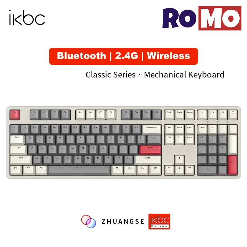 Imagem -02 - Teclado Mecânico sem Fio Retro Design Ergonômico Pbt Interruptor de Cereja Escritório Seis Chaves Rollover Jogo Ikbc-w210