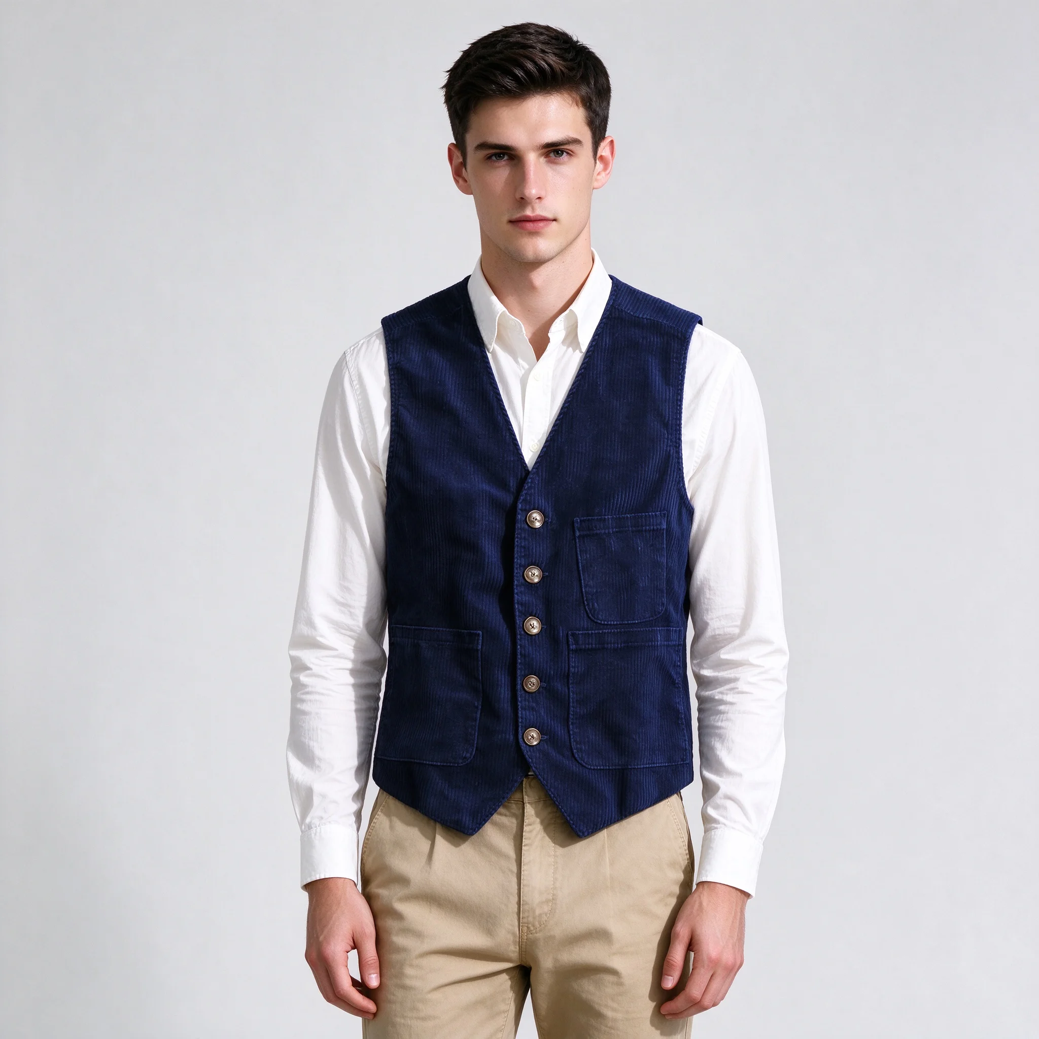 Vintage Men's Corduroy Vest Casual Retro Slim Fit Autumn Winter Warm Daily Streetwear