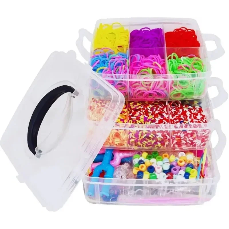 ชุดทำสร้อยข้อมือยาง DIY สำหรับเด็ก - ของเล่นตัวต่อสายยางยืดหลากสี อุปกรณ์ทำสร้อยข้อมือทำมือ เสริมสร้างสมาธิเด็ก