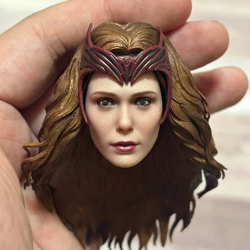 BZZ TOYS BH191 1/6 Female Soldier Scarlet Witch Head Sculpture Marvel The X-Men Elizabeth Olsen Head Carved Model Fit 12'' Body