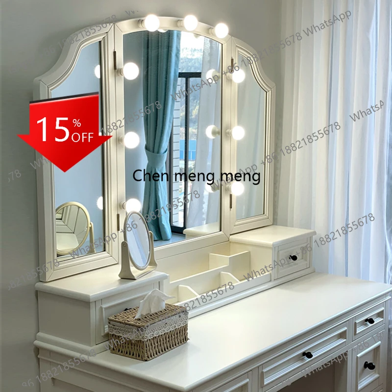 

L178 Hidden Wooden Makeup Vanity Desk Huge Storage Mirror Europa Makeup Vanity Desk White Vintage Kaptafel Master Bedroom Furnit