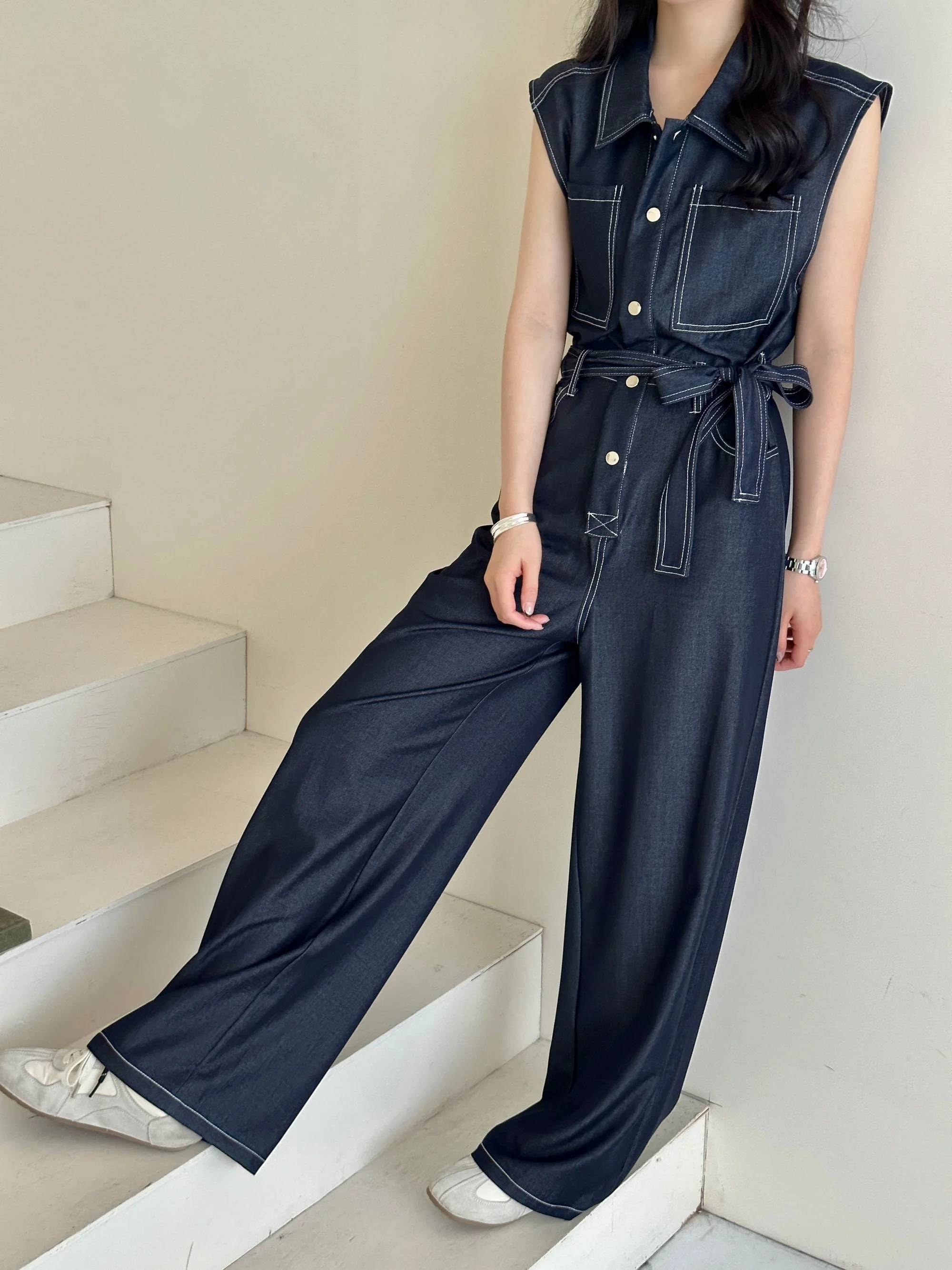 

Ретро-платье в стиле гонконгской моды, с высокой талией, из синего денима, цельное, женское, стройнящее, летнее, для повседневной носки