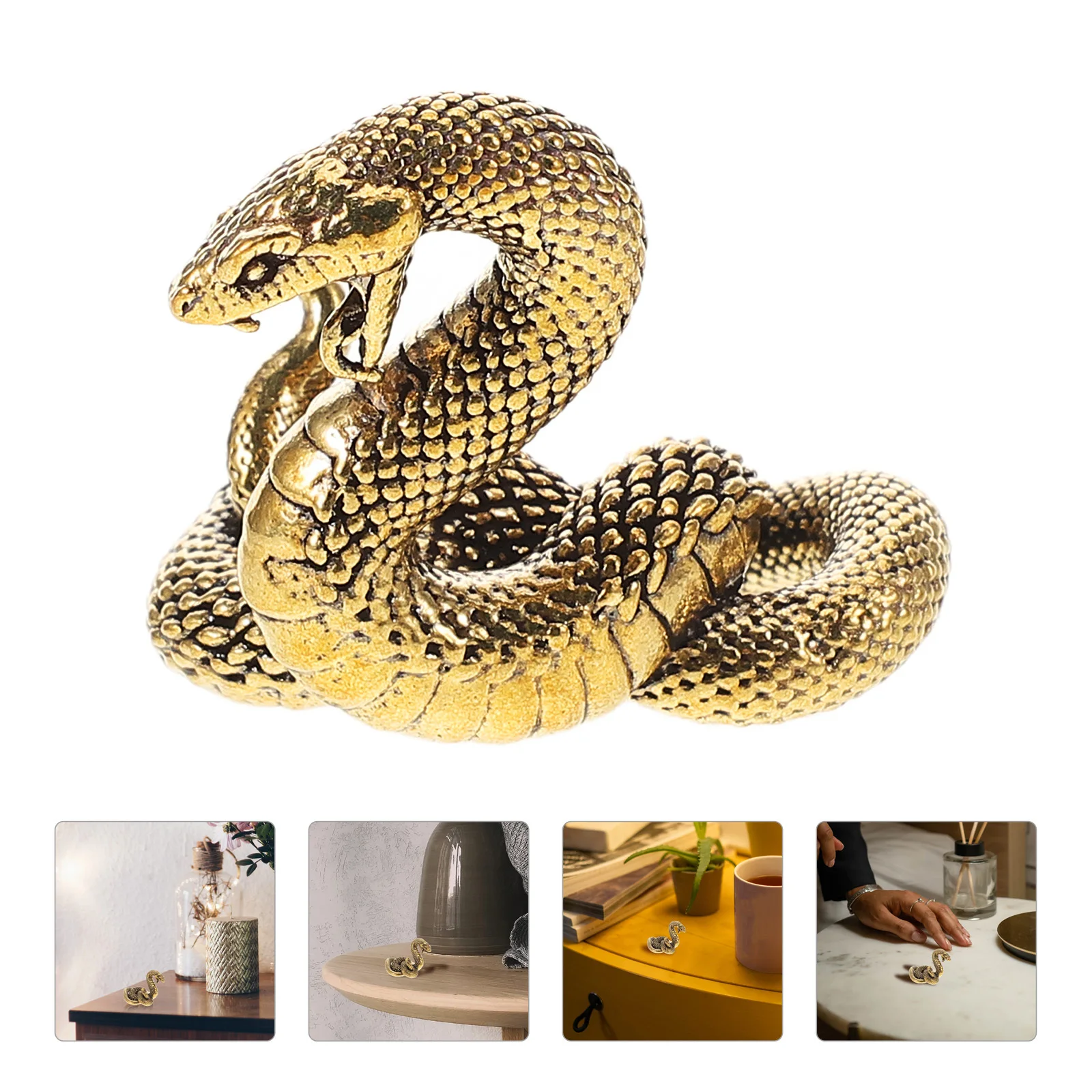 

Vintage Brass Snake Shaped Adornment Unique Home Office Car Decor Craft Smooth Surface Sturdy Material