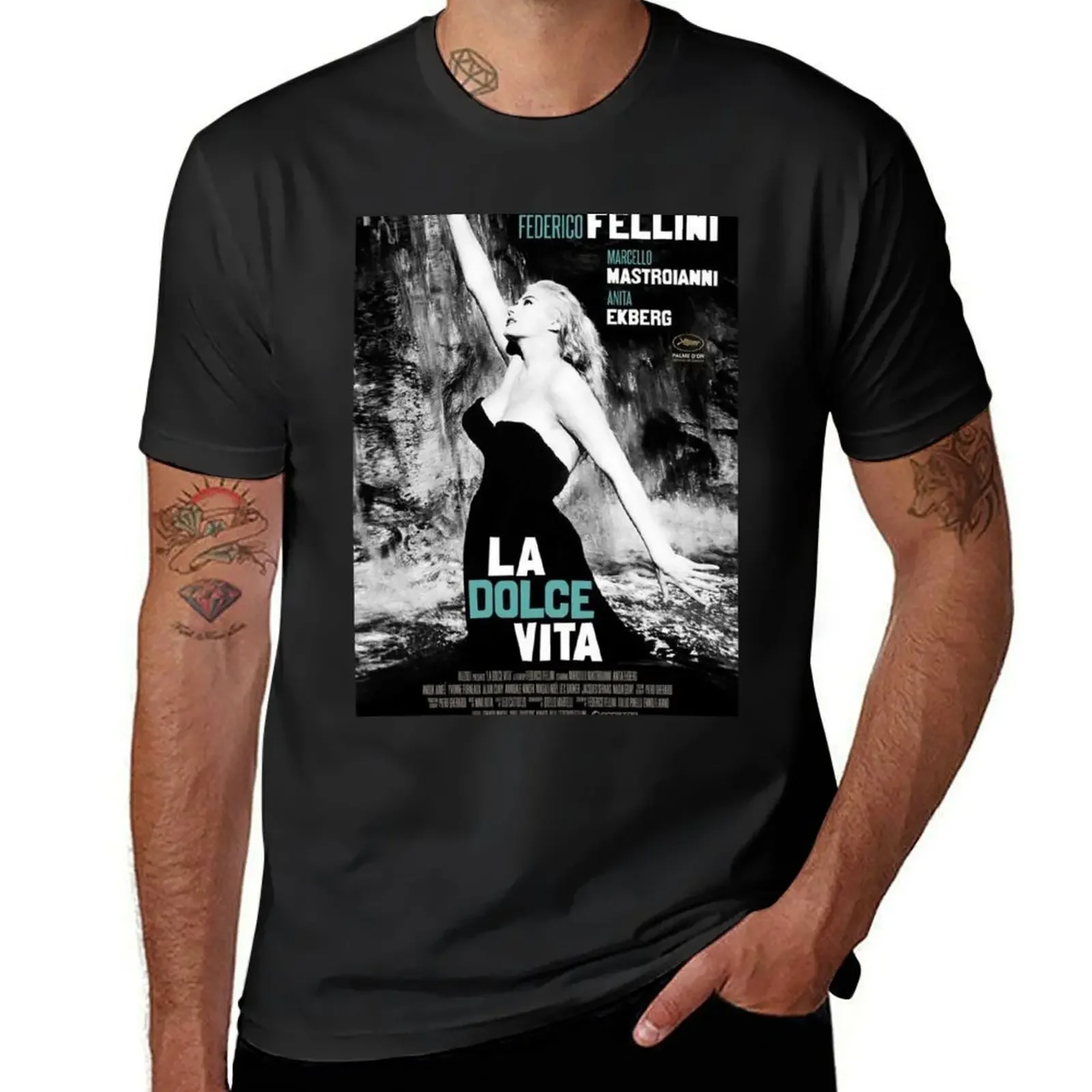 La Dolce Vita by Federico Fellini Movie Poster T-Shirt anime t shirts Aesthetic clothing mens graphic t-shirts hip hop