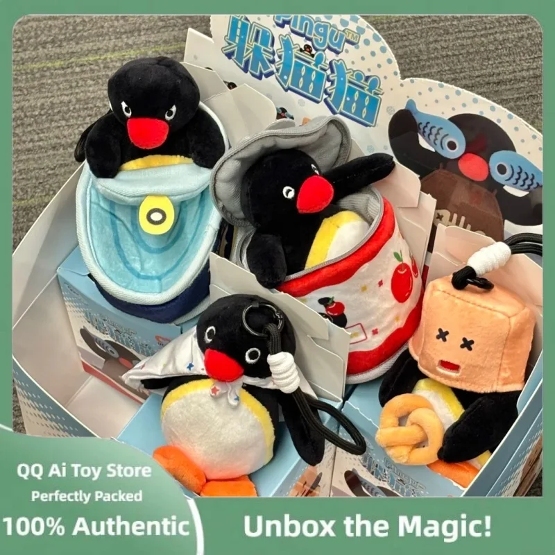 Genuino Pingu Hide And Seek Series Blind Box Peluche Ciondolo Giocattolo Da Collezione Alla Moda Appeso Ornamento Ragazze Casa Bambole Decorative
