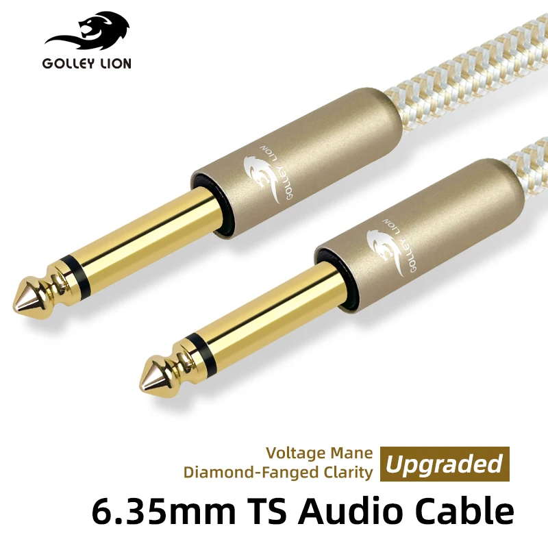 GOLLEY LION Gold-Plated 1/4 Inch TS Straight Instrument Cable for Electric Guitar, Bass and Keyboard with Anti-Noise Shielding