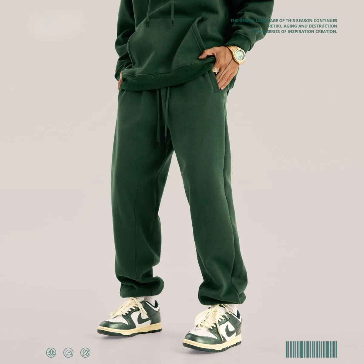 

Мужские спортивные штаны 2025 года, мужские осенне-зимние свободные брюки, модные брендовые флисовые мужские брюки в американском стиле, мужские брюки для бега AKJO