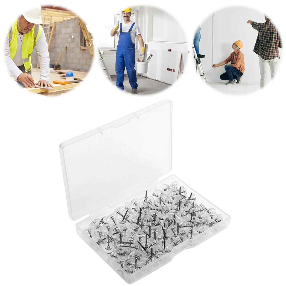 

100/120/150PCS Clear Push Pins Drawing Pins Plastic Steel Point Cork Board Tacks with Storage Box Flat Head Push Pins Wall Tacks