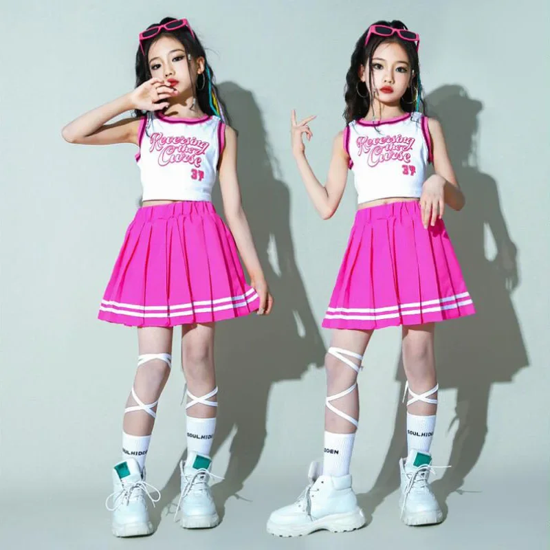 Kinder Hip Hop Sommer Kleidung Sets T-shirt Street Dance Rock Mädchen Crop Top Nette Outfits Kinder Jazz Cheerleader Kostüme