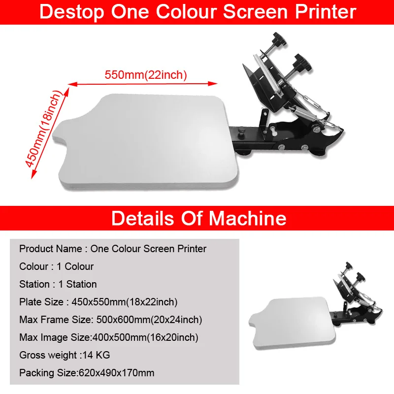 Newly single color simply manual screen printing machine screen press screen printer