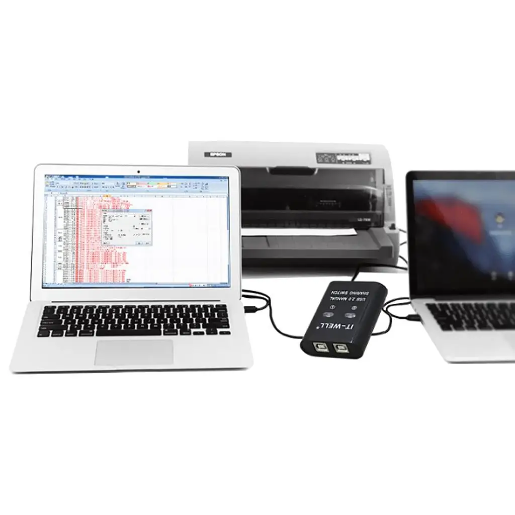 USB Sharing Switch 2 Port Splitter KVM Adapter Multi USB Hub Switch for Scanner Printer Compatible with PC 6