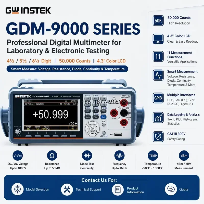 wmwmnu GWINSTEK GDM-9041/9042/9052 Digital Multimeter 50000 Counts Precision Bench DMM True RMS Voltage Current Resistance