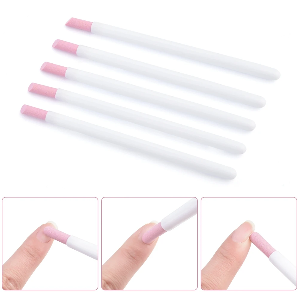 5Pcs Quartz Scrubs Stone Cuticle Stick Pen Nail Art Pusher Dead Skin Remover Pink Black Manicure Care Nail Polishing Tools