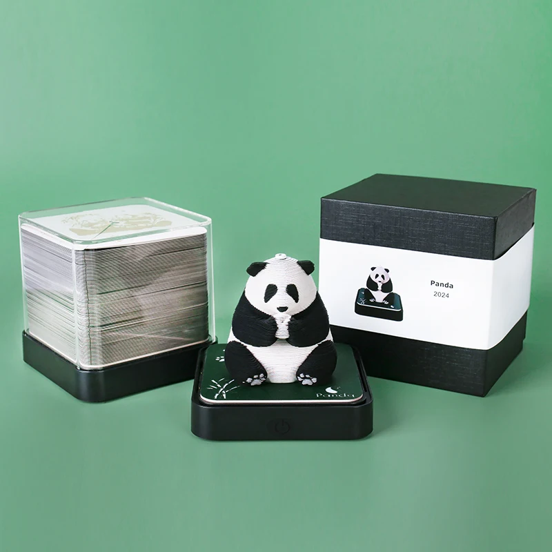 Omoshiroi Block Panda 3D Calendar 2025 3D Notepad Block Memo Pad Kawaii Note Paper Art Desk Calendar Sticky Notes Birthday Gift