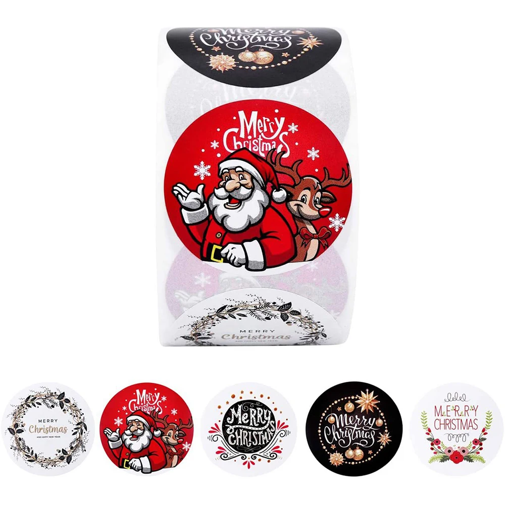 50-500PCS Christmas Party Gift Sticker Cute Stickers Decorative Sealing Label Merry Christmas Baking Sticker Envelope Scrapbook