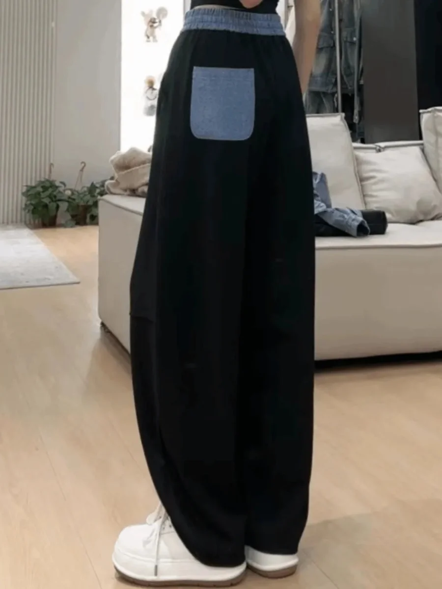 

High Waist Drawstring Wide Leg Pants plus Size Conceal Meat Loose Fit Long Trousers for Women Heavy Duty Spring Autumn