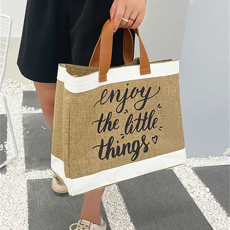 Tote Bag Women Canvas Casual Large Capacity Shoulder Bag For Female Fashion Vintage Handbag Letter Printing Shooper HandBag 2023