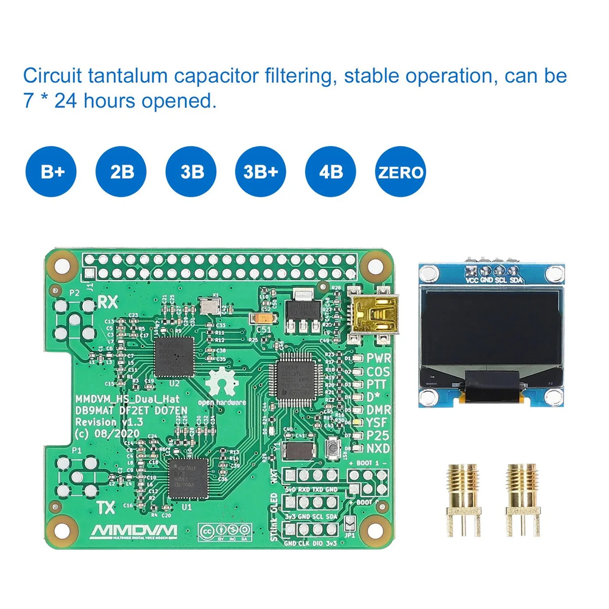 MMDVM Duplex Hotspot Board with OLED Screen Support DMR P25 D Star Mini Relay Module Support UHF VHF for Raspberry Pi