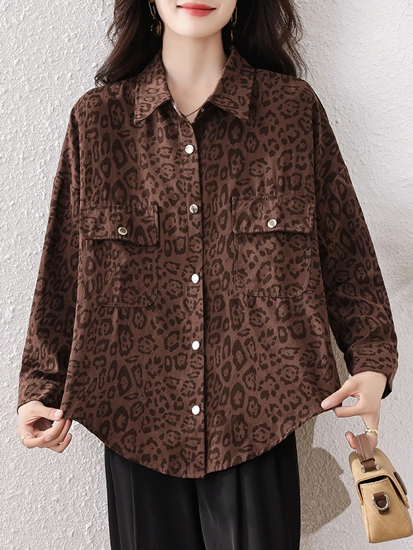 Abrigo irt informal largo Sve para mujer, estampado de leopardo, Irregular, resistente al agua, otoño, nuevo Sle, fibra de poliéster, longitud Regular
