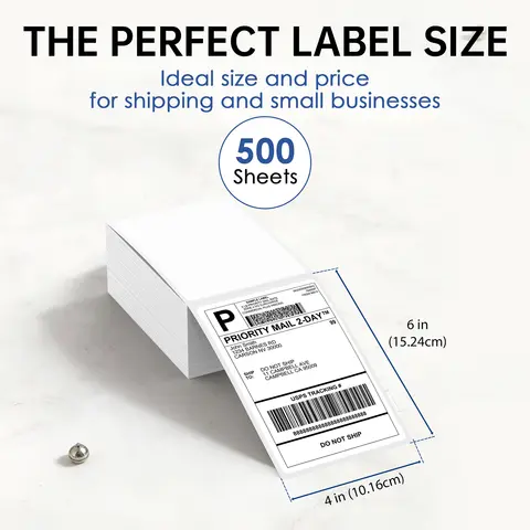 500 Sheets Thermal Printer Paper 4x6 inch A6 100*150mm Size Sticker Paper for Thermal Shipping Label Barcode Address LOGO