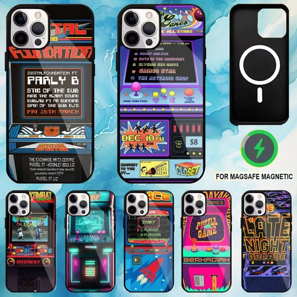 

Arcade Game Machine Phone Case For iPhone17,16,15,14,13,12,11 Plus,Pro Max Magnetic For Magsafe Wireless Charging