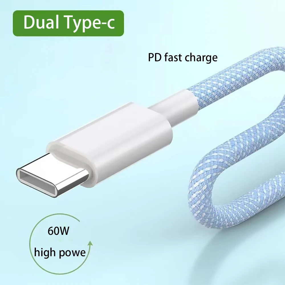 MVQF Dual type C charging cable PD60W fast charging suitable for iPhone 15 huawei xiaomi mobile phones C TO C Braided data cable