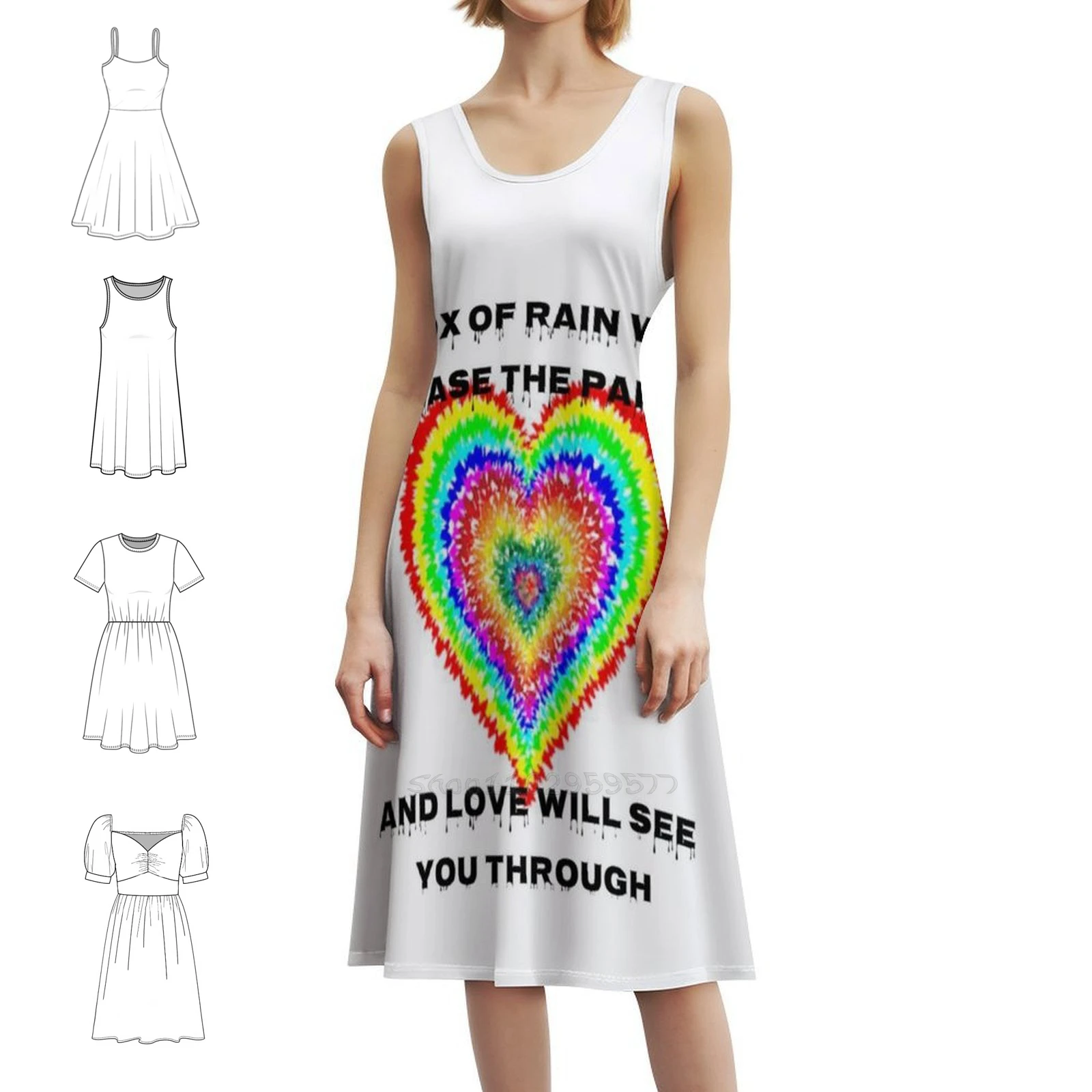 صندوق المطر فستان بوهيمي عتيق بأكمام منتفخة أو خيارات بدون أكمام للنساء فستان يساعد على الطريق جيري جارسيا هيبي #1